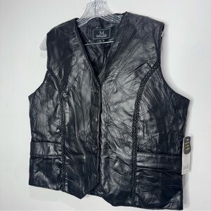 NWT M. COLLECTION Genuine Lamb Leather Patchwork Braided Vest Size XL
